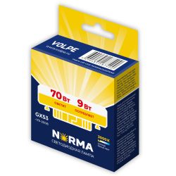 LED-GX53-9W-3000K-GX53-FR-NR Лампа светодиодная. матовая. Серия Norma. Теплый белый свет 3000K. Картон. ТМ Volpe