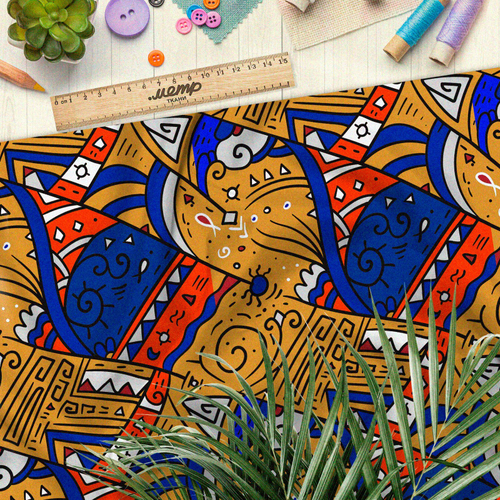 Ткань шелк Армани полосатые египетские узоры