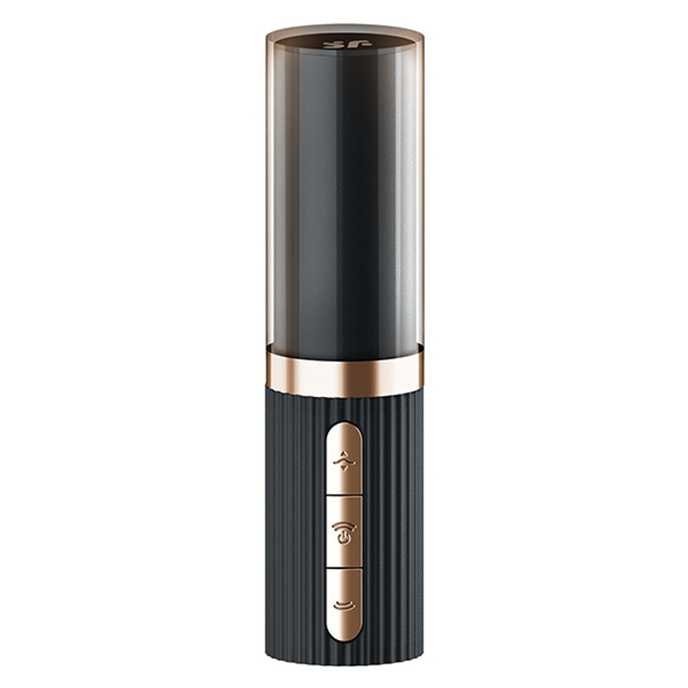 Черный воздушно-волновой стимулятор 11,4см в виде губной помады Satisfyer Deep Kiss Black