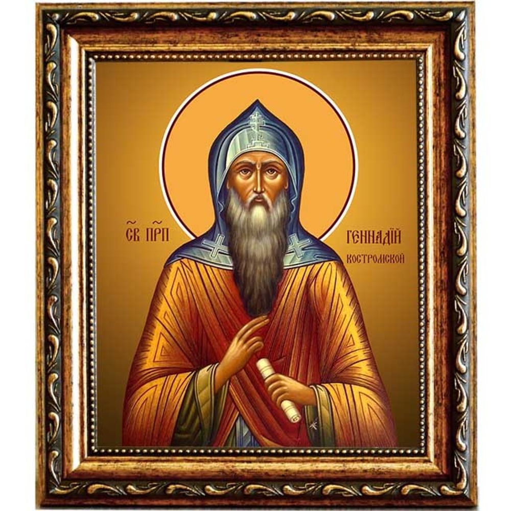 Геннадий Костромской, Любимоградский преподобный. Икона на холсте.