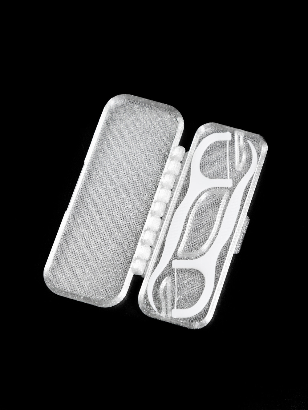 Набор стоматологических дорожных контейнеров для 1-й и 2-х зубочисток с нитью — флоссеров, белый, полупрозрачный