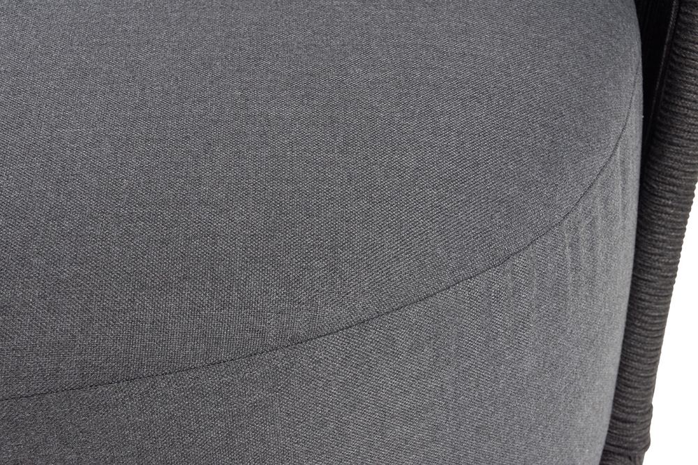 "Монтелла" диван 3-местный плетеный из роупа, каркас алюминий темно-серый (RAL7024) муар, роуп темно-серый круглый, ткань темно-серая 027