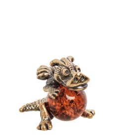 Народные промыслы AM- 274 Фигурка «Дракон» мал. (латунь, янтарь)
