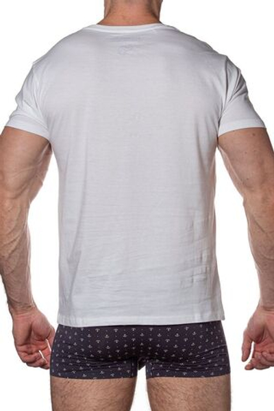 Хлопковая мужская футболка с круглым вырезом (Размер: M) (Цвет: белый)