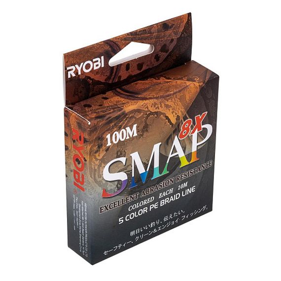 Шнур SMAP PE8X-100M 5.0# Multi Colour 0,37мм Ryobi