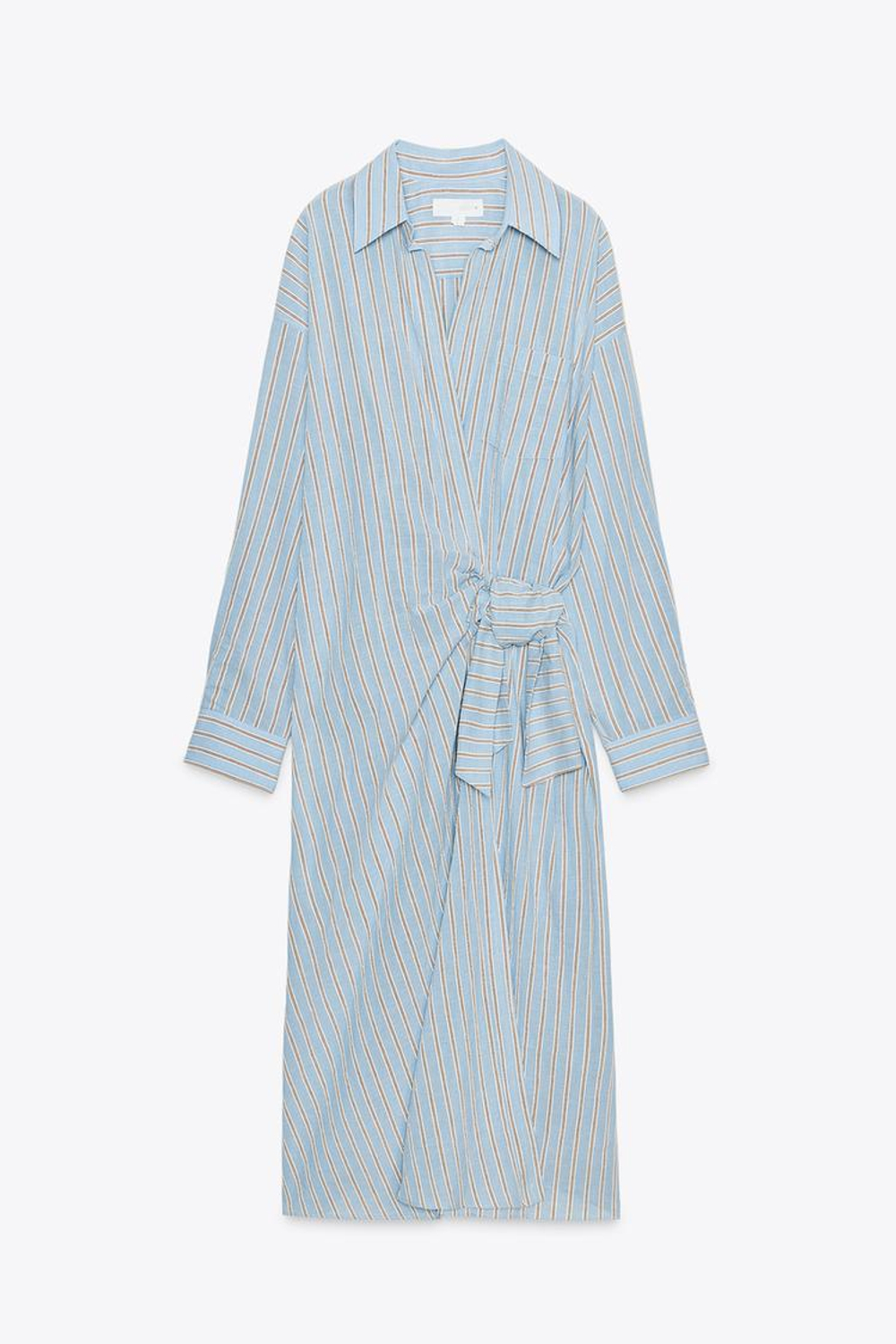 ZARA ПЛАТЬЕ НА ЗАПАХ В ПОЛОСКУ — ZW COLLECTION, СИНИЙ