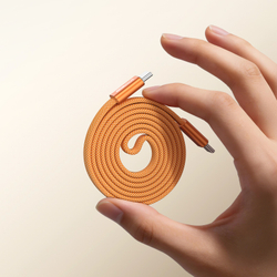 Магнитный плетеный кабель оранжевый для быстрой зарядки 60W, длина 100см (1м) с разъемом Type C на Type C, серия AUTO Series Aluminum от Dux Ducis