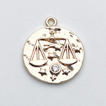 Подвеска Знак Зодиака Весы, цвет золото, фианит, размер 16*14 мм, цена за 1 шт