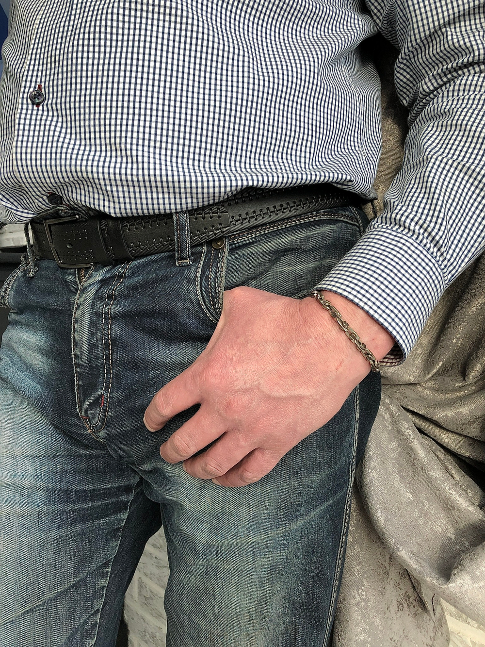 Браслет антистресс с подвижными элементами. Черненое серебро 925. Застежка карабин.