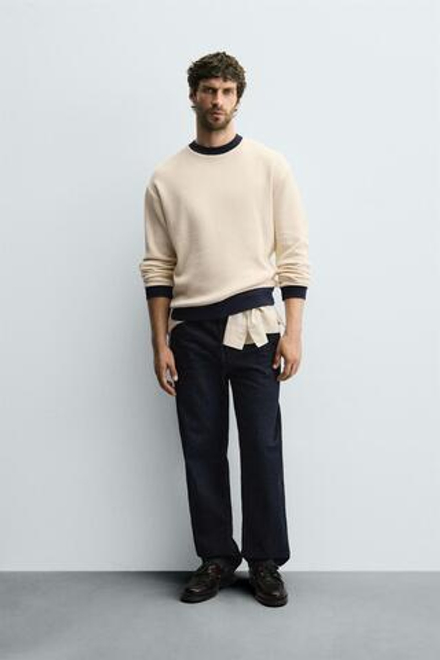 ZARA ТОЛСТОВКА В КЛЕТКУ С КОНТРАСТНОЙ ОТДЕЛКОЙ, ЭКРЮ