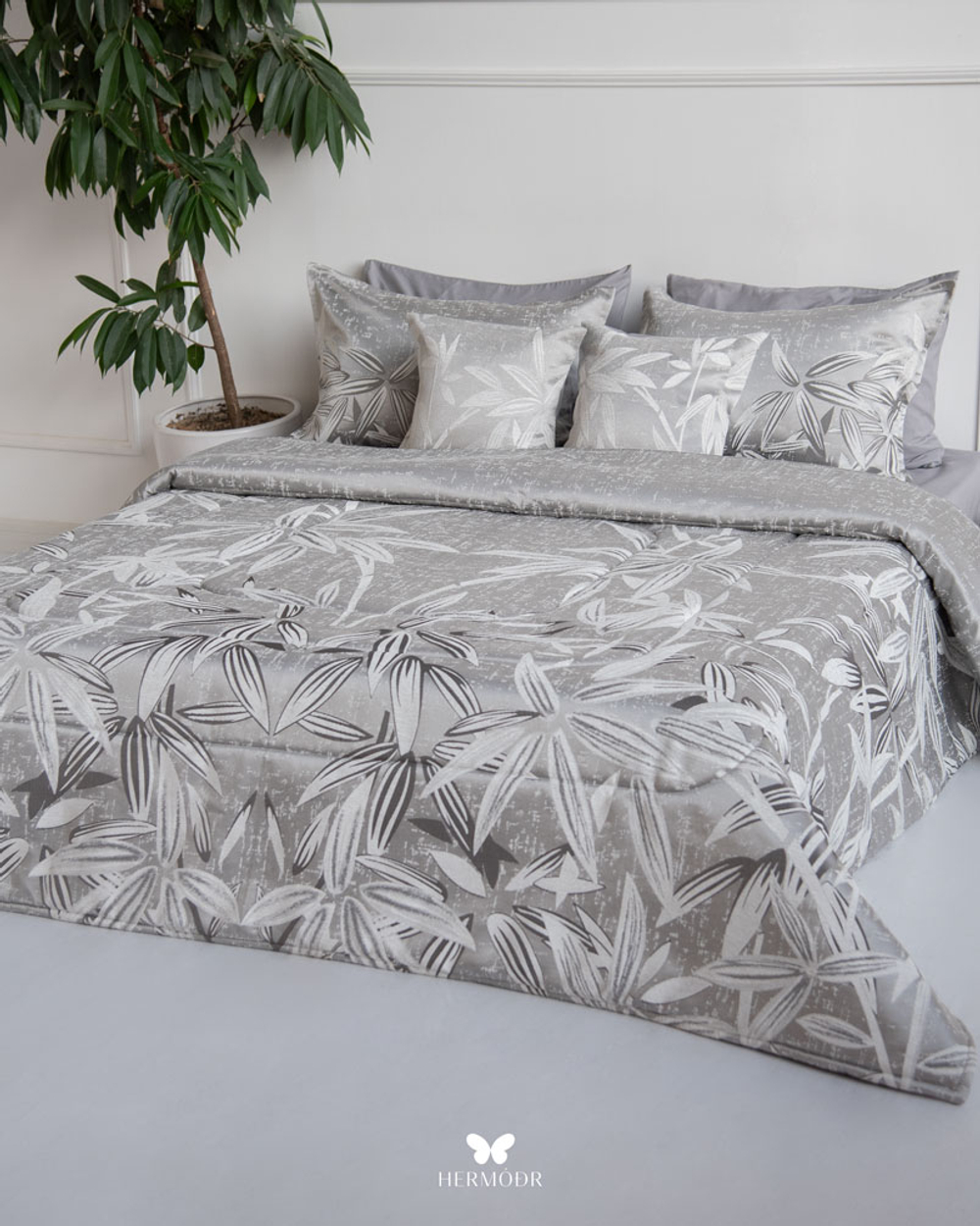 Комплект постельного белья двуспальный Konar Nescafe Gray Hermodr 8 предметов 130220325 Иран