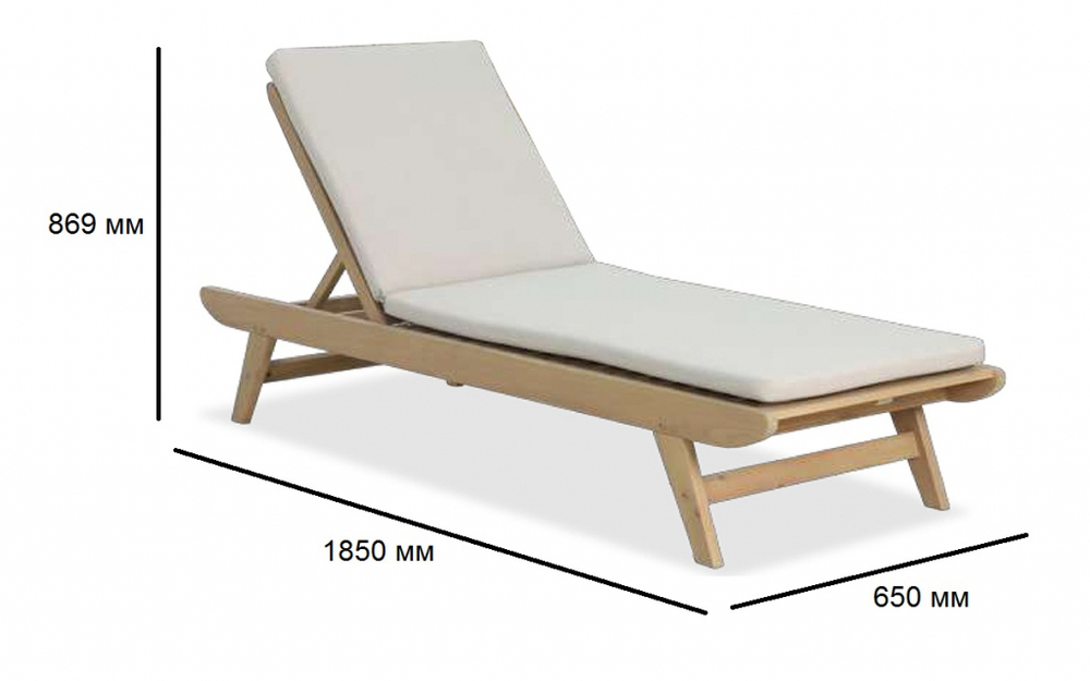 Шезлонг-лежак деревянный с матрасом Tagliamento Eloise, песочный