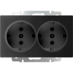 Розетка двойная с заземлением (черный матовый)