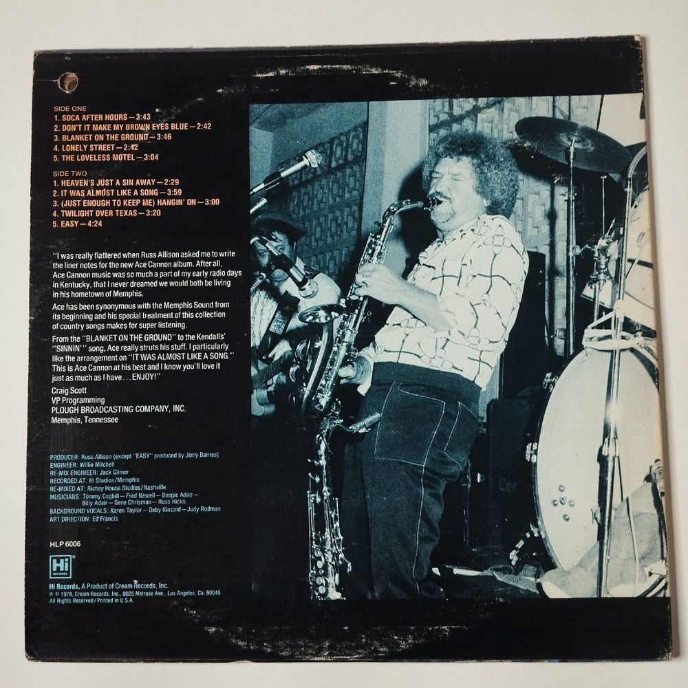 Винтажная виниловая пластинка LP Ace Cannon After Hours (USA 1978)