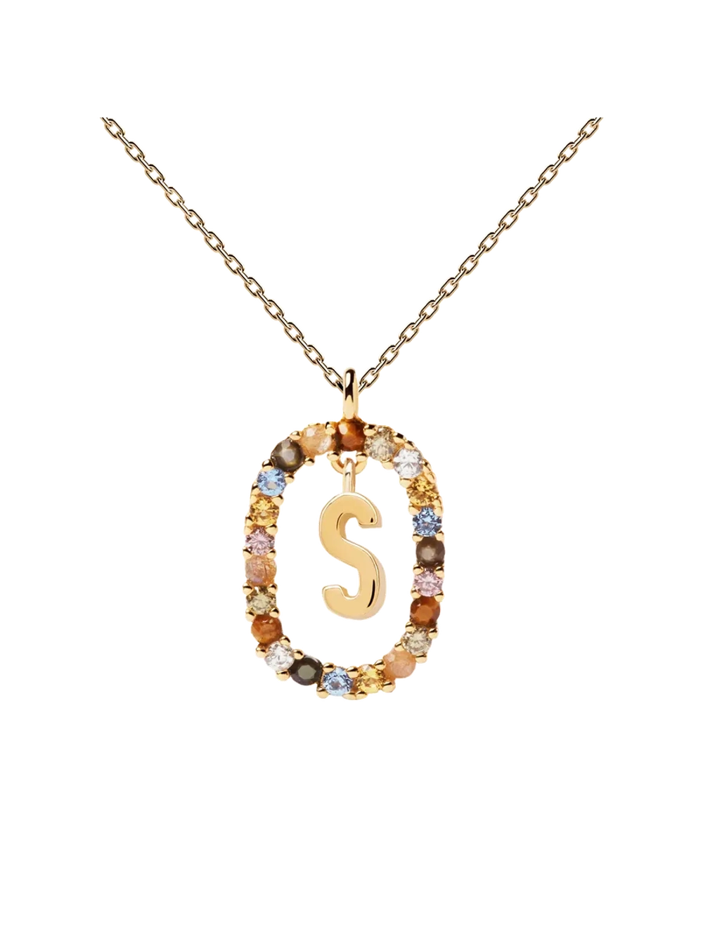 Колье Буква S серебро 925 пробы покрытое золотом