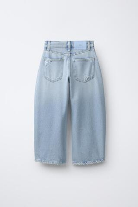 ZARA ДЖИНСЫ BALLOON СО СТРАЗАМИ, ГОЛУБОЙ