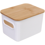Контейнер для хранения с бамбуковой крышкой «БРАМИНГЕМ», цвет белый, 16.5*12.5*10см