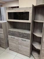 Шкаф витрина Дакота серый крафт/тиз серый ЛДСП