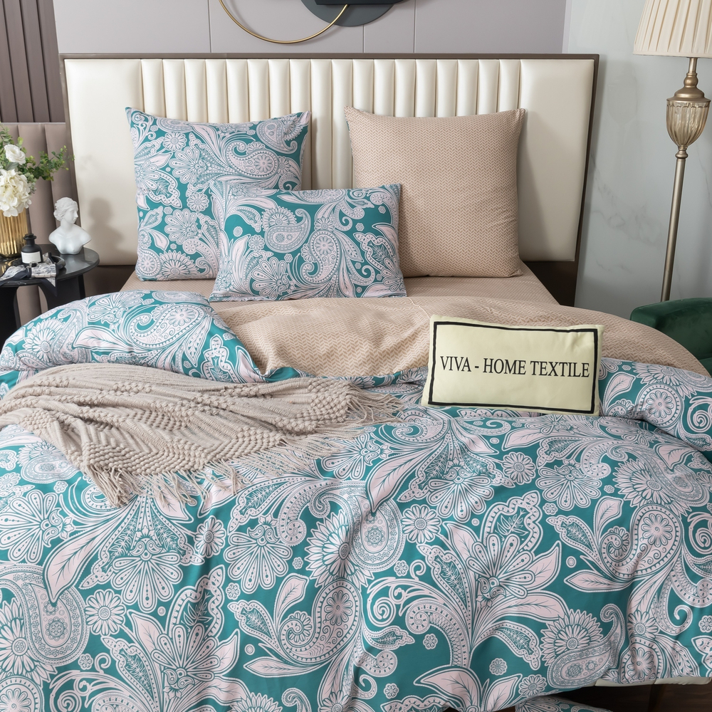 КПБ Делюкс Сатин 100% хлопок на резинке LR503, 2 спальный, наволочки 50-70 2 шт, простынь 160*200*25