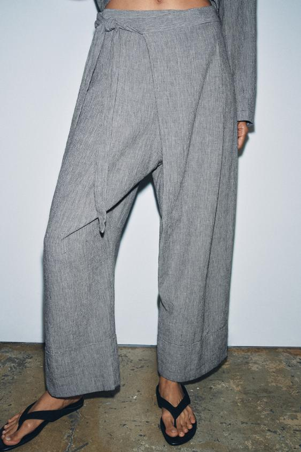 ZARA БРЮКИ-ПАРЕО В КЛЕТКУ «ГУСИНАЯ ЛАПКА» — ZW COLLECTION, СИНИЙ/БЕЛЫЙ