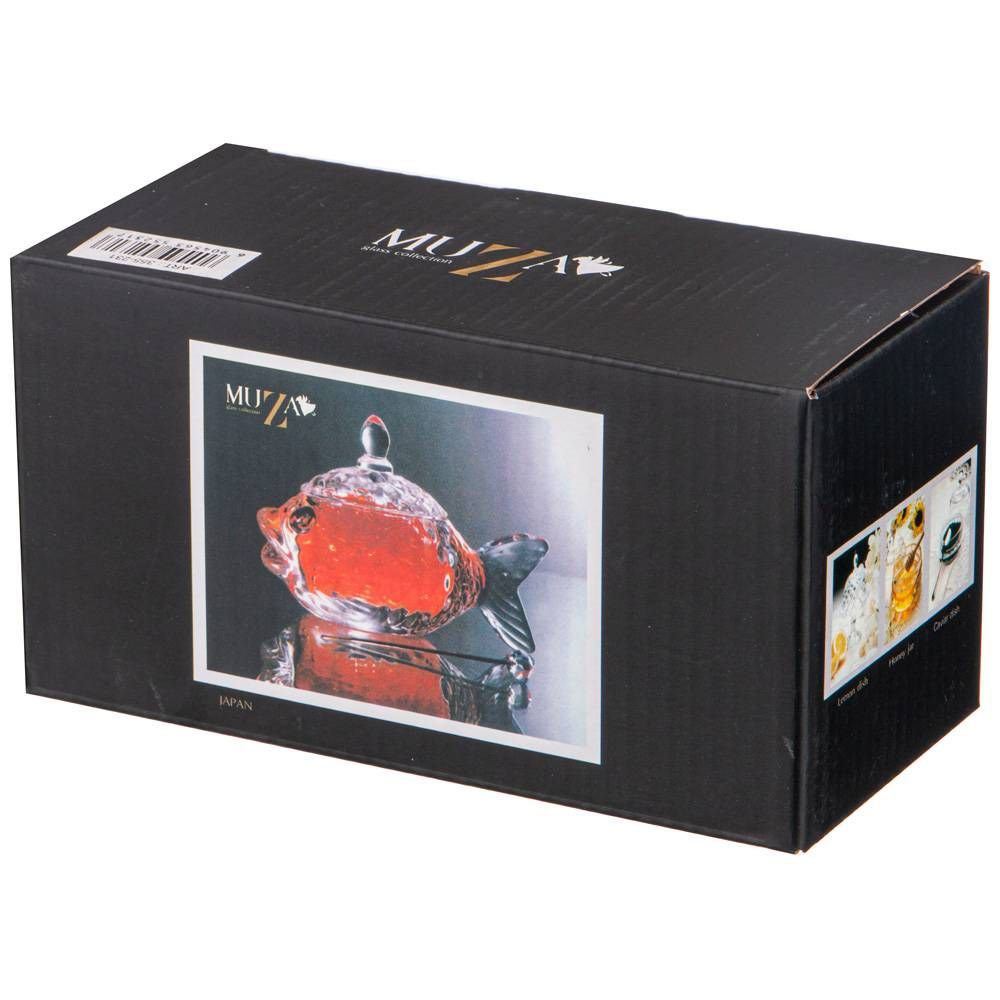 ИКОРНИЦА С ЛОЖКОЙ "РЫБКА" 110 МЛ. 15,5*7,5 СМ ВЫСОТА=10 СМ. КОЛЛЕКЦИЯ "MUZA" (КОР=24ШТ.)