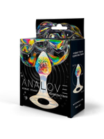 Яркая анальная пробка с ручкой - 8,5 см. (Цвет: разноцветный)