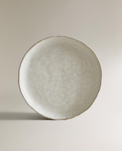 ZARA HOME МАЛЕНЬКОЕ КРУГЛОЕ СЕРВИРОВОЧНОЕ БЛЮДО С РЕЛЬЕФНОЙ ПОВЕРХНОСТЬЮ, ЖЕЛТОВАТО-БЕЛЫЙ