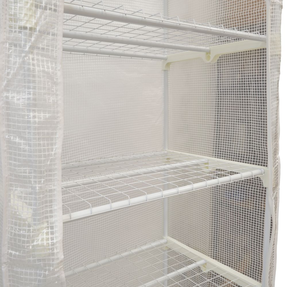 UGH-R30 H190 WHITE-WHITE Парник-стеллаж для рассады. 5 полок. 70x50x190см. Металлическая труба в ПВХ. цвет белый. Тент из армированного полиэтилена 135г-м2. цвет сетки белый. TM ФитоЛето