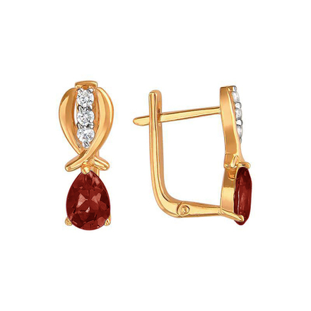 Серьги с гранатом из красного золота 585 пробы JA-S-110970-3