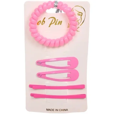 Набор аксессуаров для волос «Margo», 2 зажима, 2 невидимки, 1 резинка, цвет розовый, d-5 см, 5,5*1,5 см●