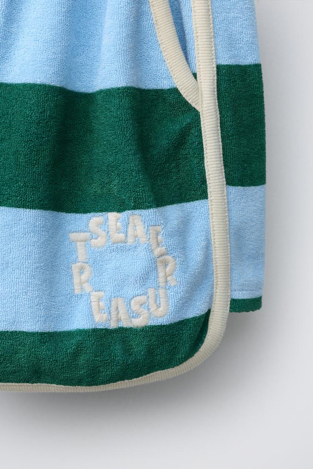 ZARA ШОРТЫ ИЗ МАХРОВОЙ ТКАНИ В ПОЛОСКУ, ГОЛУБОЙ