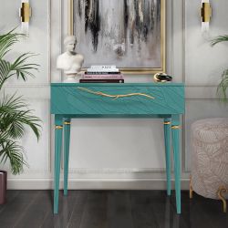 Консоль Арт Колор leaves Классик Голд Пастельно-синий