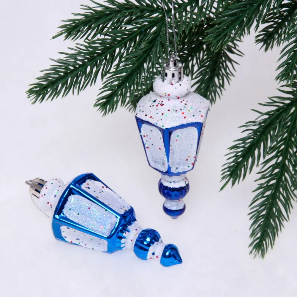 Ёлочные игрушки «Фонарик» 11 см (набор 2 шт), синий
