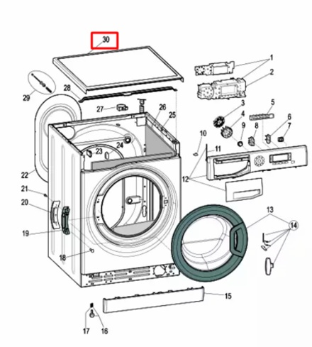 Верхняя крышка (рабочий стол) для стиральной машины Indesit/Ariston - 291062