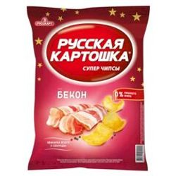 ЧИПСЫ РУССКАЯ КАРТОШКА 140 ГР БЕКОН