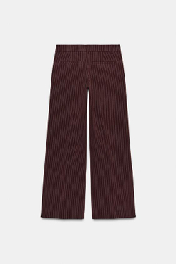 ZARA РАСКЛЕШЕННЫЕ БРЮКИ В ПОЛОСКУ С НИЗКОЙ ПОСАДКОЙ, КОРИЧНЕВЫЙ/ЭКРЮ