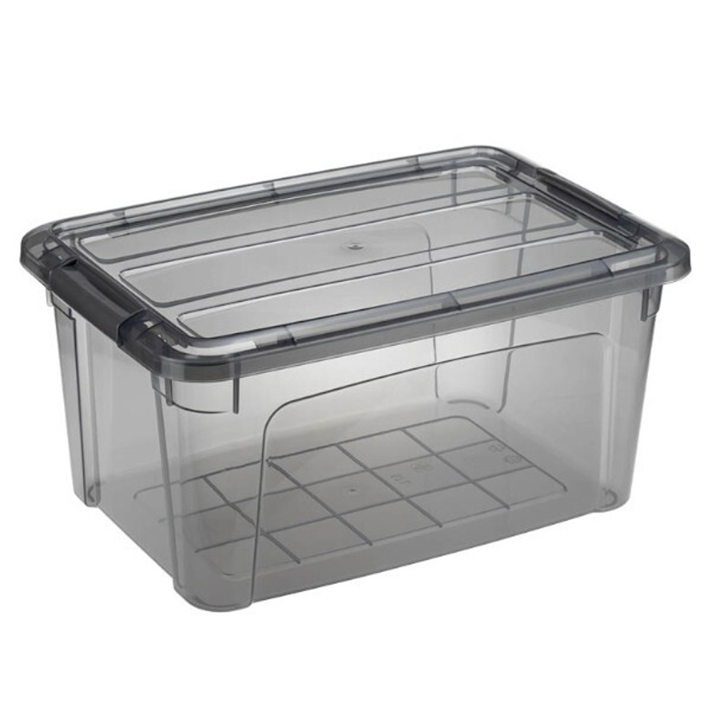 Ящик для хранения с замками КИП 5,7 л 300x200x150 чёрный прозрачный