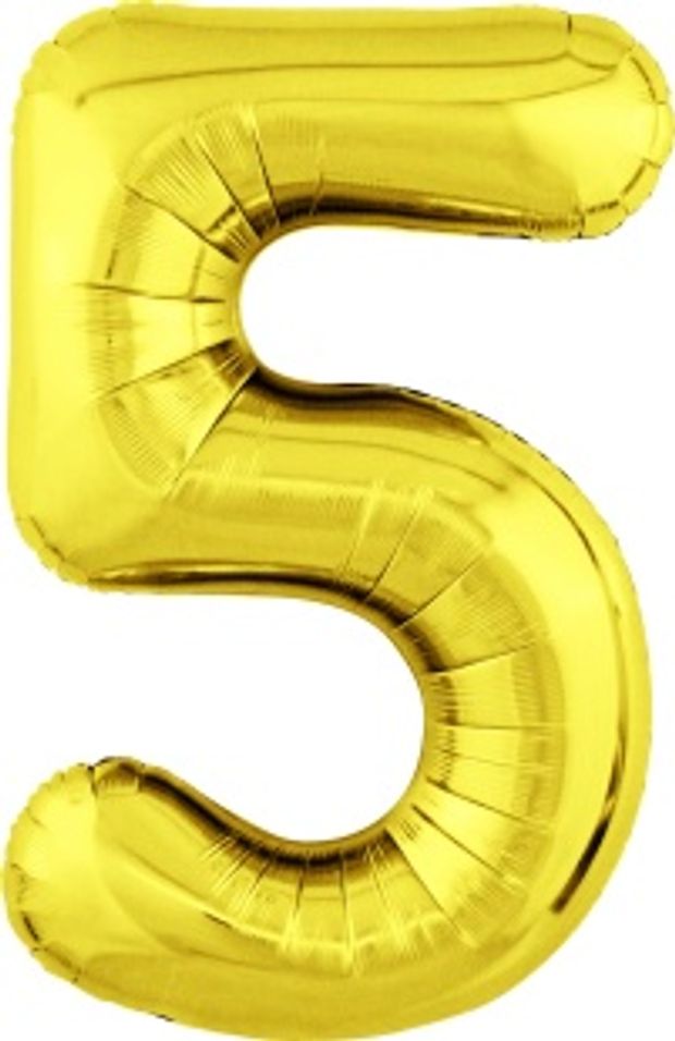 Agura Шар 40" / 102 см "Цифра 5" Золото Slim (БГ-60)