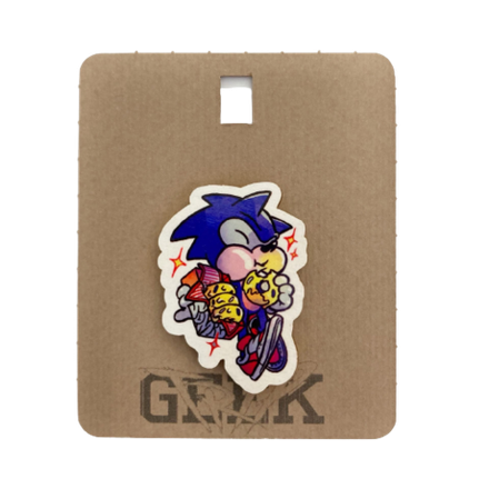 Деревянный значок Соник и джанк-фуд