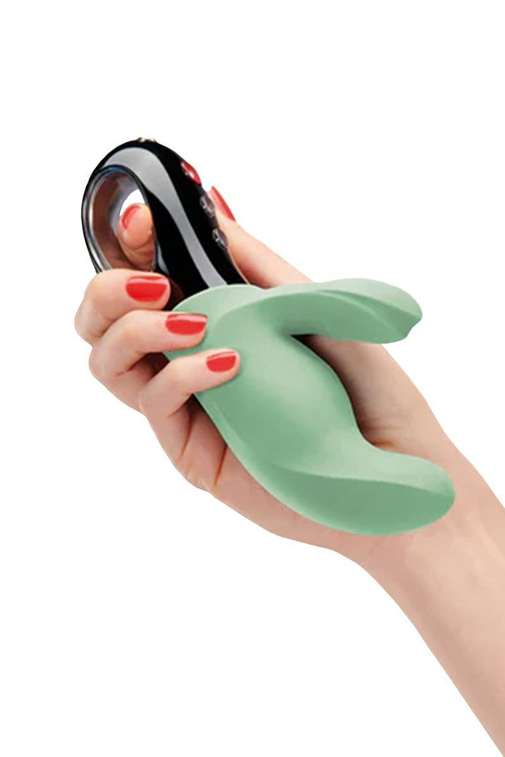 Зеленый вибратор Miss Bi с клиторальным отростком - 17 см. (Цвет: зеленый)