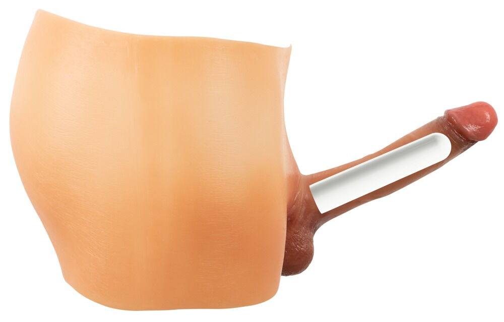 Силиконовые трусы с вибрирующим пенисом (Цвет: телесный)