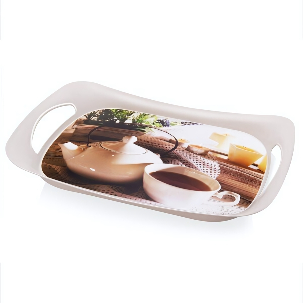 Поднос с ручками большой 495*325 цвет в ассортименте