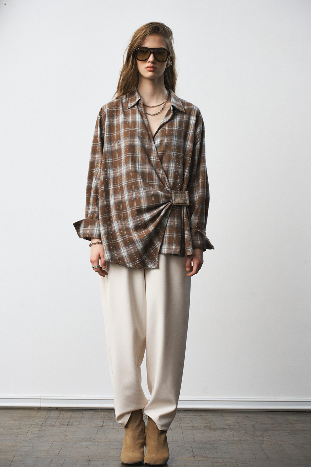 Рубашка 1290 коричневая клетка