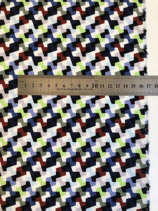 Коттон сорочка принт абстракция,белый/синий/салатовый NB#39