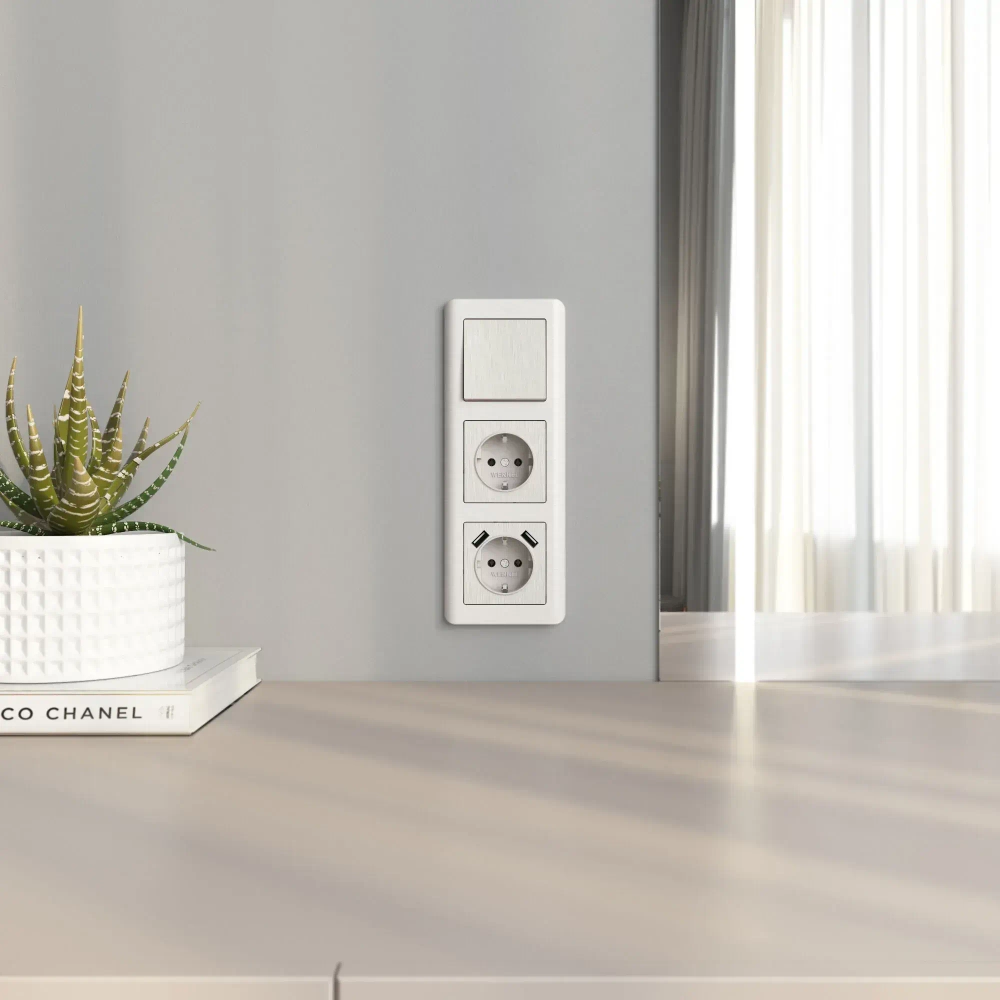 Выключатель одноклавишный (перламутровый рифленый) W1110013