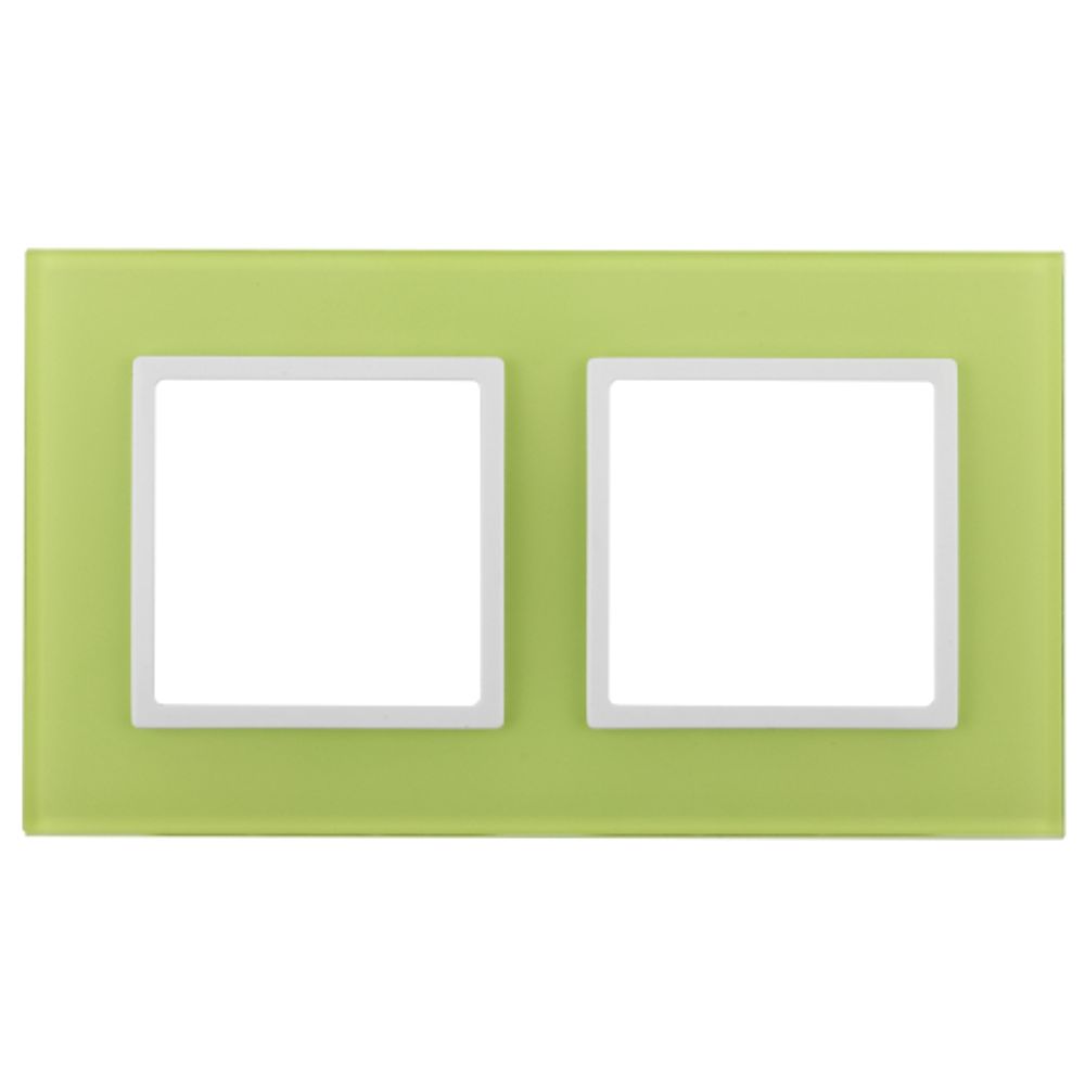 14-5102-26 ЭРА Рамка на 2 поста, стекло, Эра Elegance, лайм+бел