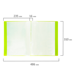 Папка 20 вкладышей BRAUBERG "Neon", 16 мм, неоновая, зеленая, 700 мкм, 227448