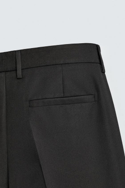 ZARA БРЮКИ STRAIGHT FIT С РАЗРЕЗАМИ, ЧЕРНЫЙ