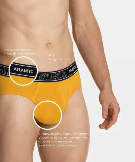 Мужские трусы слипы спорт Magic Pocket Atlantic MP-1569, желтые