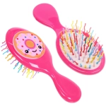 Расчёска массажная детская «Little darling», улыбчивый пончик, цвет ярко - розовый, разноцветные зубчики, 13,8*6см (пакет с подвесом)
